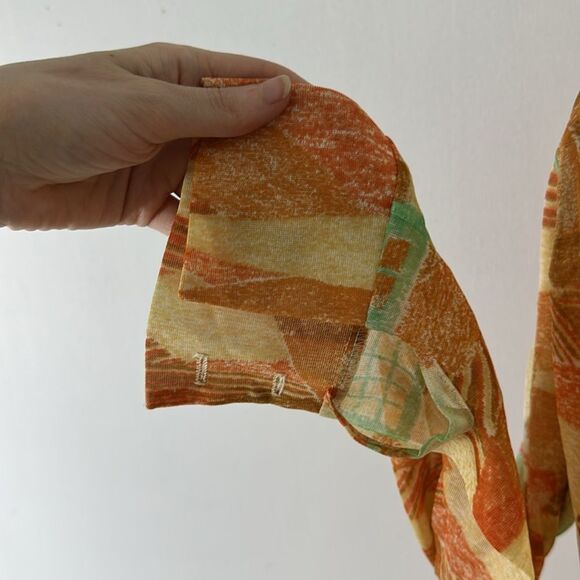 Vintage 70s Sailboat Sunrise Dagger Collar Disco Blouse - Picture 5 of 8